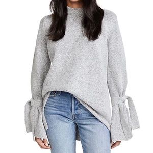 JOHN + JENN Gray Sweater With Tie Sleeves
